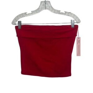 Qinsen Tube Top Strapless Stretch Large Red Comfortable Casual Summer